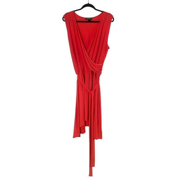 NWT LAUREN Ralph Lauren True Orange Dress Tie Front Sleeveless Plus Size 2X $145 - Picture 1 of 7